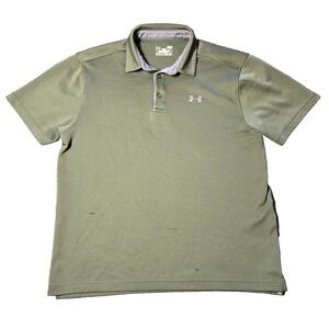 Under Armour Polo Shirt Mens Medium Green Loose Heatgear Golf‎ Short Sleeve